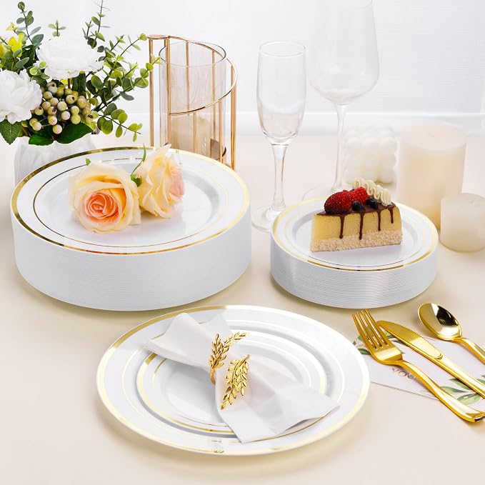 BESTSTAR 100PCS White Plastic Plates - Image 6