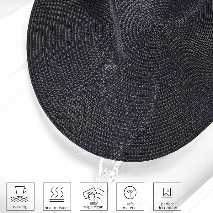 AHHFSMEI Round Placemats Set of 4 Heat Resistant Washable Non-Slip Woven - Image 3
