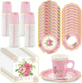 200Pcs Floral Tea Cups and Saucers by EggSun