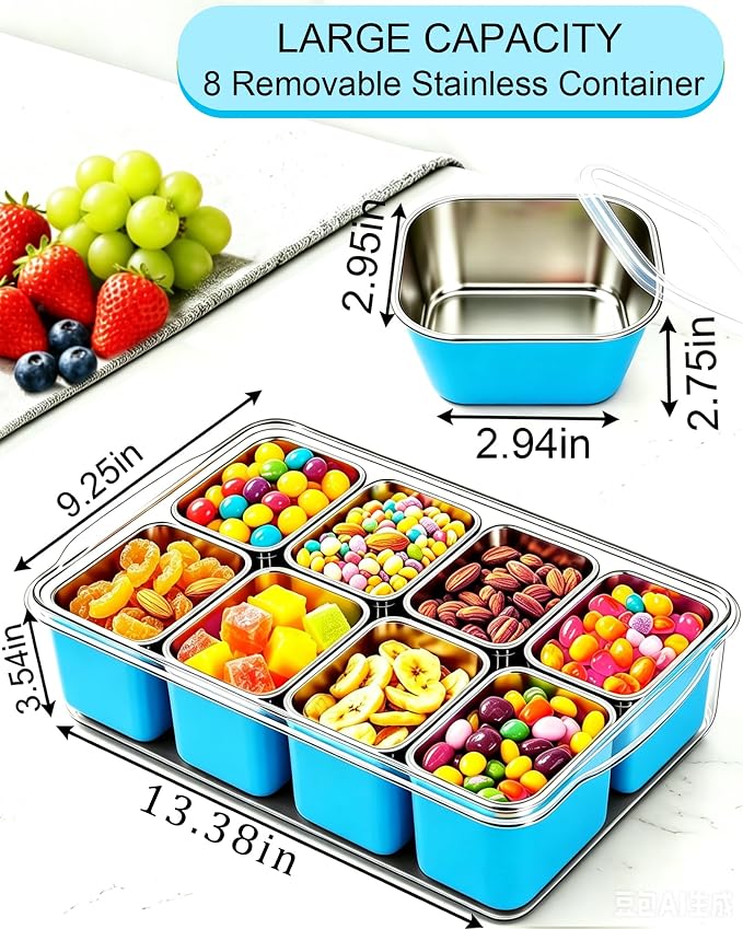 Snackle Box Container, Stainless Steel Divided Serving Tray - Image 3