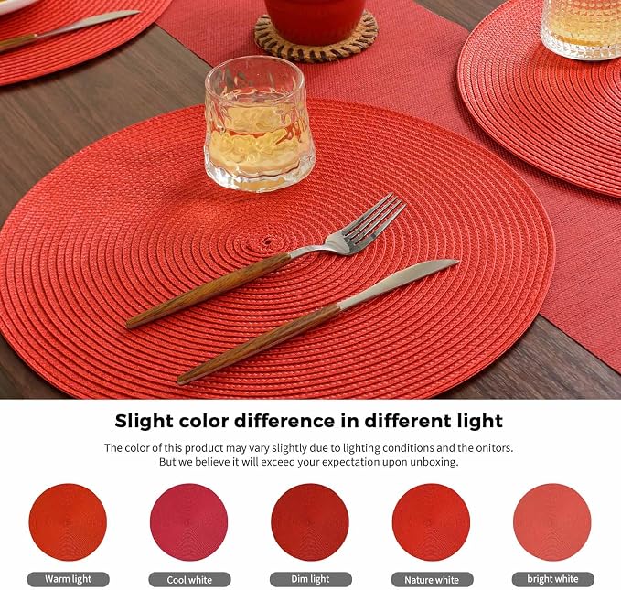 FunWheat Round Braided Placemats Set of 6 Table Mats - Image 8
