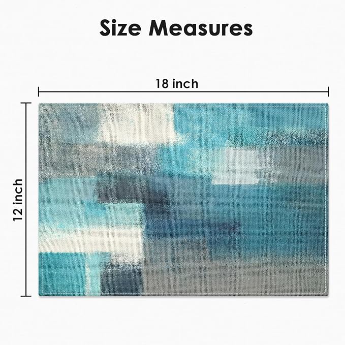 Emvency Farmhouse Placemats Set of 6, 12x18 Inch, Teal Blue Coastal | Farmhouse - Image 3