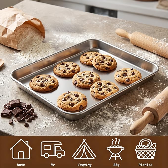 12 Pack Stainless Steel Plates Metal Plates Metal Food Tray Plate Small Baking - Image 6