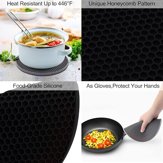 4 Pack Silicone Trivets for Hot Pots and Pans, Pot Holders Hot Pads, Non-Slip & - Image 3