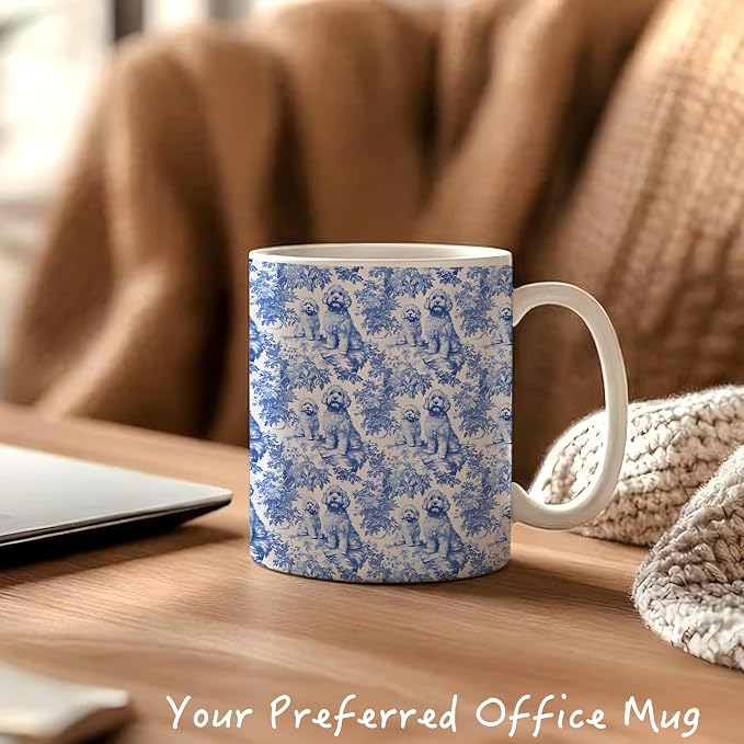 Chinoiserie Golden Doodle Mug, Grandmillennial Dog Coffee Tea Mug 11oz - Image 4