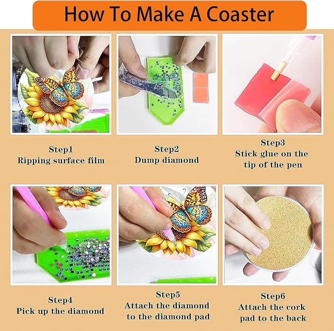 Diamond Art Coasters Kit, DIY Diamond Art - Image 7
