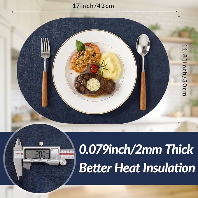 Placemats Set of 8, 11.8 x 17 Inch, Waterproof Wipeable Reversible PU Placemat - Image 3
