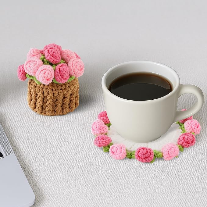 Crochet Flower Coasters, Handmade Bouquet Coasters - Image 6