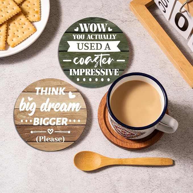 10pcs Coasters for Drinks Funny Humorous Sayings Absorbent Coasters Set Round - Image 6