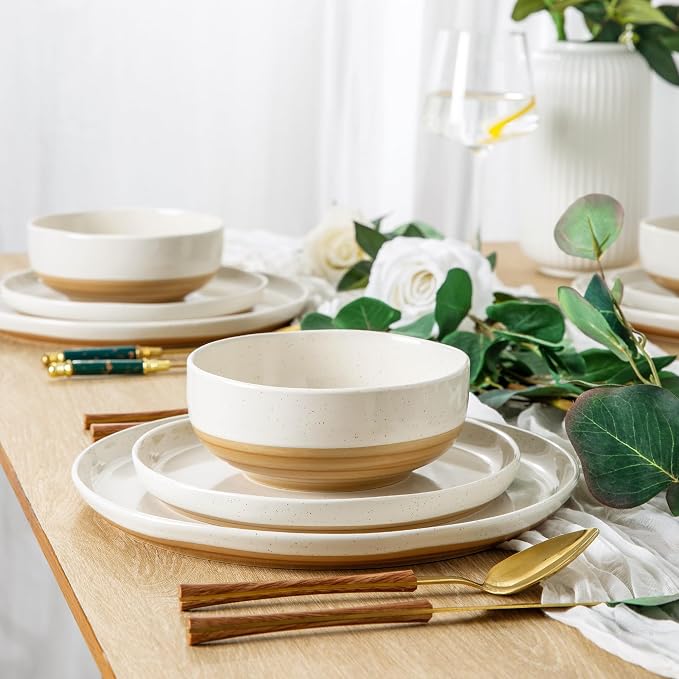 AmorArc Dinnerware Sets for 6, 18 Pieces Ceramic Plates and Bowls Set | Scratch - Image 7