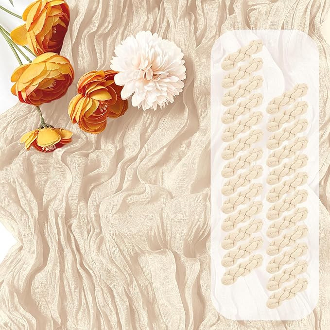 25 Pack Ivory Cheesecloth Table Runner 17 x 108 Inch Gauze Table Runner Fabric by Unknown