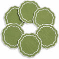 Linen Coasters for Drinks, 4.5 inch, Fern | Absorbent Linen Drink Mats by EmbroideryLinenVN