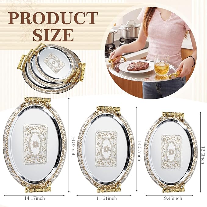 3 Pack Metal Serving Trays - Image 3