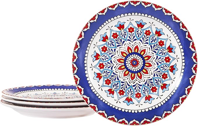 Bico Boho Totem Salad Plates Set of 4, 8.75 Inch Ceramic Dessert Plates by Bico