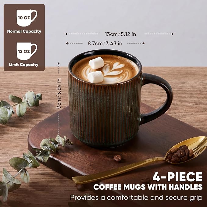E-far Coffee Mugs Set of 4, 12 oz Stoneware Coffee Cups - Image 2