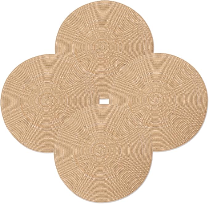 MIAOMIAO Round Placemats Set of 4 Woven Braided Place Mats | 14.5 Inch Cotton by Unknown