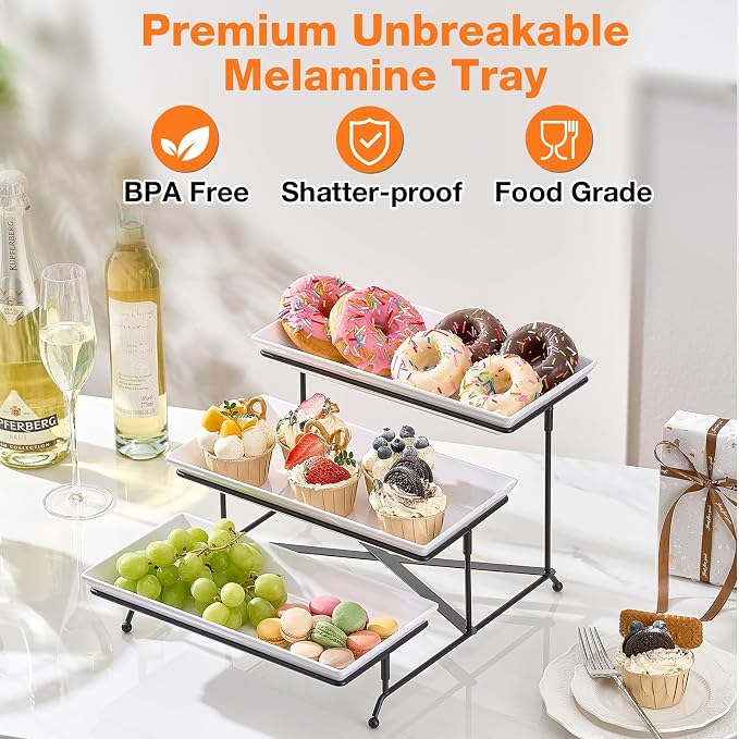 Mfacoy 3 Tier Serving Tray Set, Reusable Serving Tray - Image 3