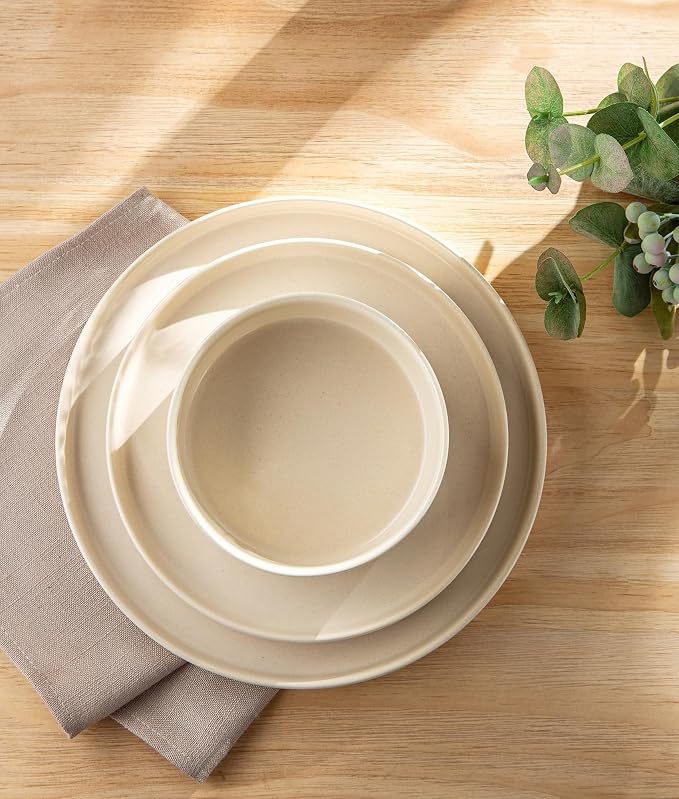 Ceramic Dinnerware Set for 6, 18-Piece Plates and Bowls Set | Lightweight - Image 3