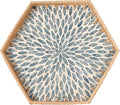 Hexagon Rattan Tray with Mother of Pearl Inlay, Rattan Serving Tray by Tynulox