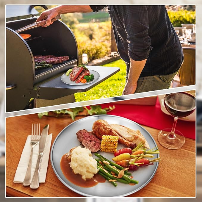 Metal Dinner Plate, 6 Pack 10.2 inch 304 Stainless Steel Plates, Reusable lunch - Image 5