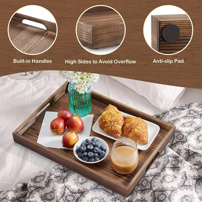 17 Inch Burnt Wood Serving Tray - Image 5