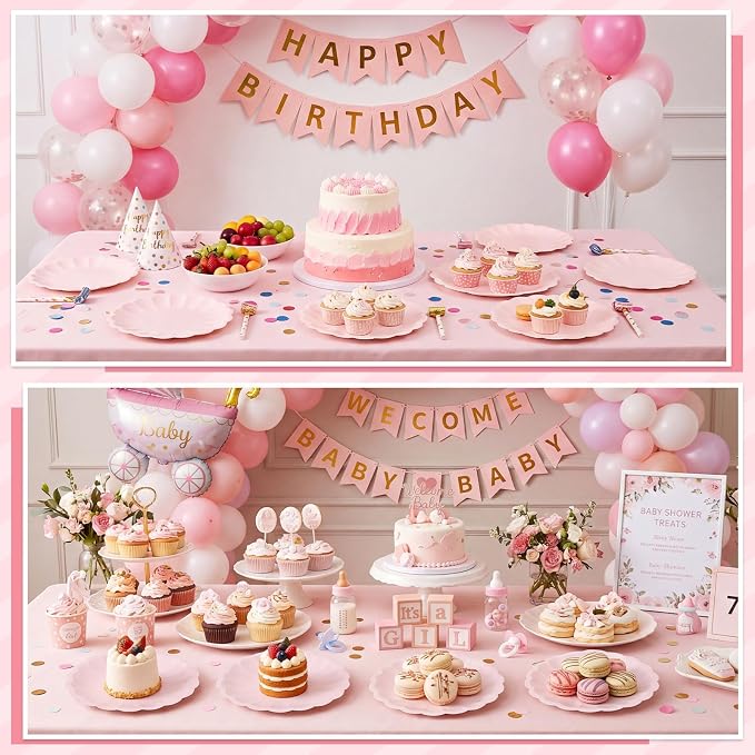 NatNarr 30 Pcs Pink Paper Plates 7.5 In Light Pink Plates - Image 5