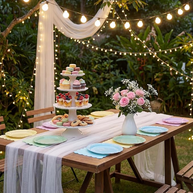 110 Pcs Pastel Party Supplies Plates and Napkins Tableware Set Serve 25 Guests - Image 6