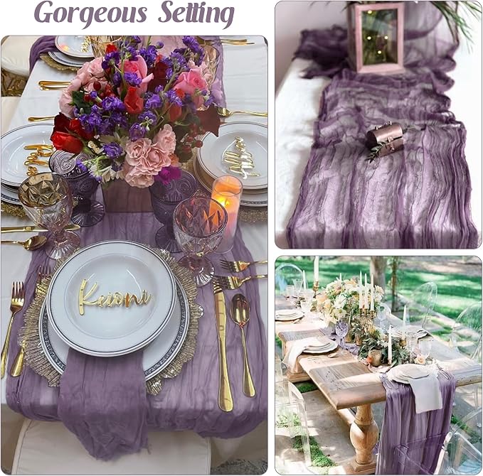6 Pieces Grape 10FT Cheesecloth Table Runner Boho Gauze Fabric Table Runner - Image 6