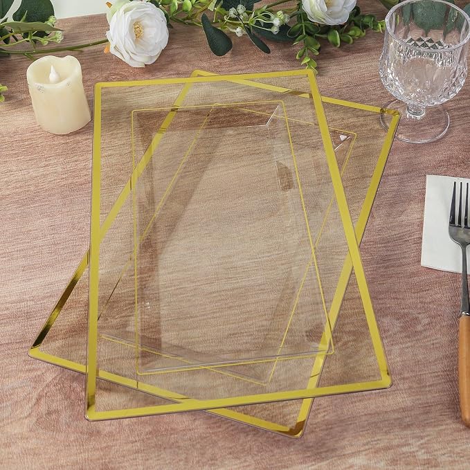 Efavormart 10 Pack Clear Rectangular Plastic Serving Trays by efavormart