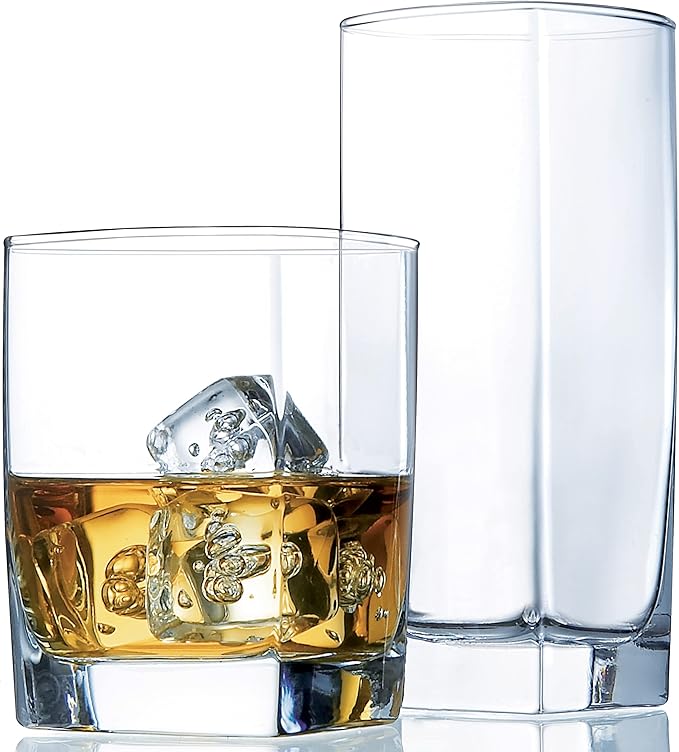 Le'raze Collins Everyday Drinking Glasses Set of 16 Drinkware Kitchen Glasses by LERAZE