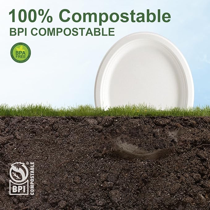 WELLIFE 100% Compostable Oval Paper Plates 12 Inch - Image 5