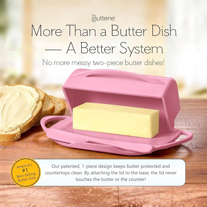 Flip Top Butter Dish with Attached Lid & Matching Knife - Image 2