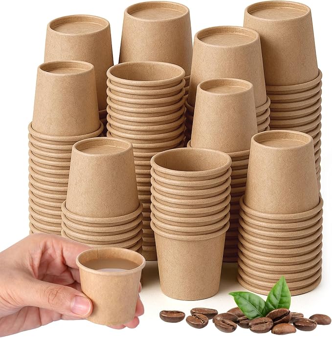 Mini Coffee Cups Disposable Brown Paper Cups Hot or Cold Beverage Cup Mouthwash by Unknown