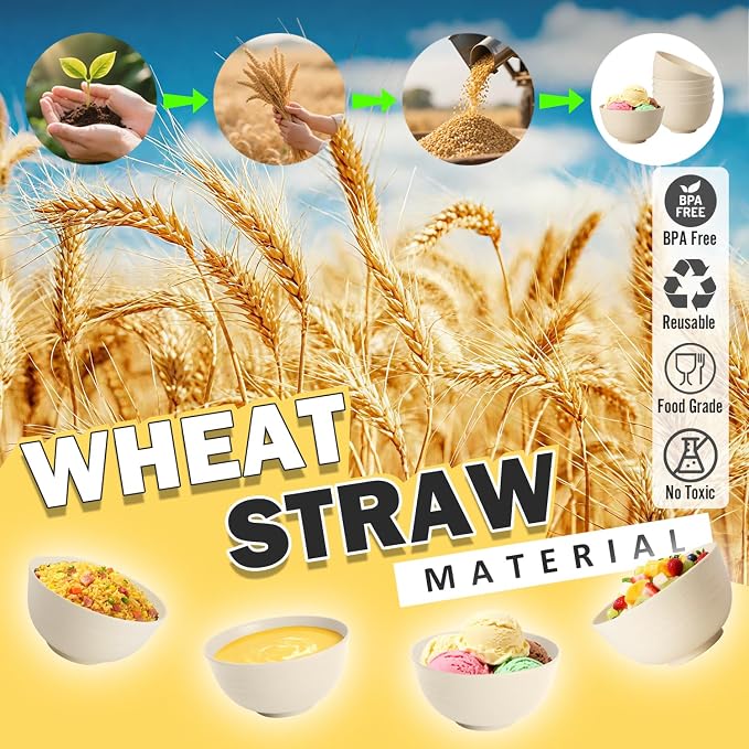 Wheat Straw Mini Bowls Set of 6, Unbreakable 10 OZ Dessert Bowls - Image 6