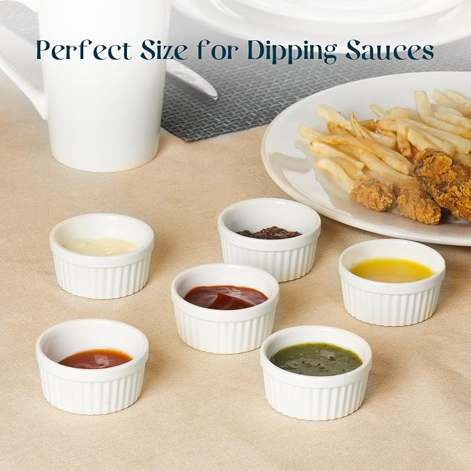 DOWAN Dipping Bowls 1.5 oz, Sauce Cups Mini Ramekins, Tiny Ramekin Porcelain - Image 3
