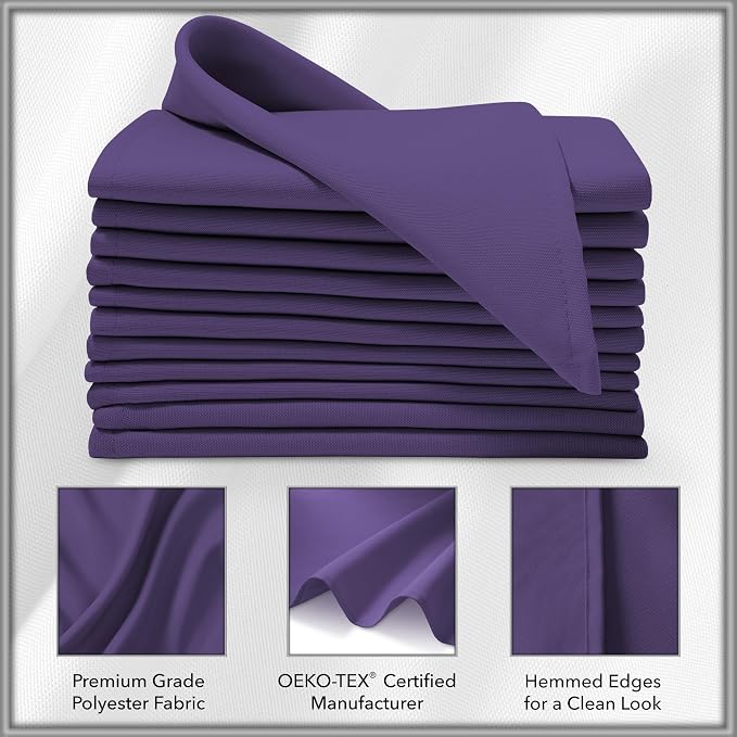 Lann's Linens Set of 12 Cloth Dinner Napkins, 17-inch Polyester Napkins - Image 3