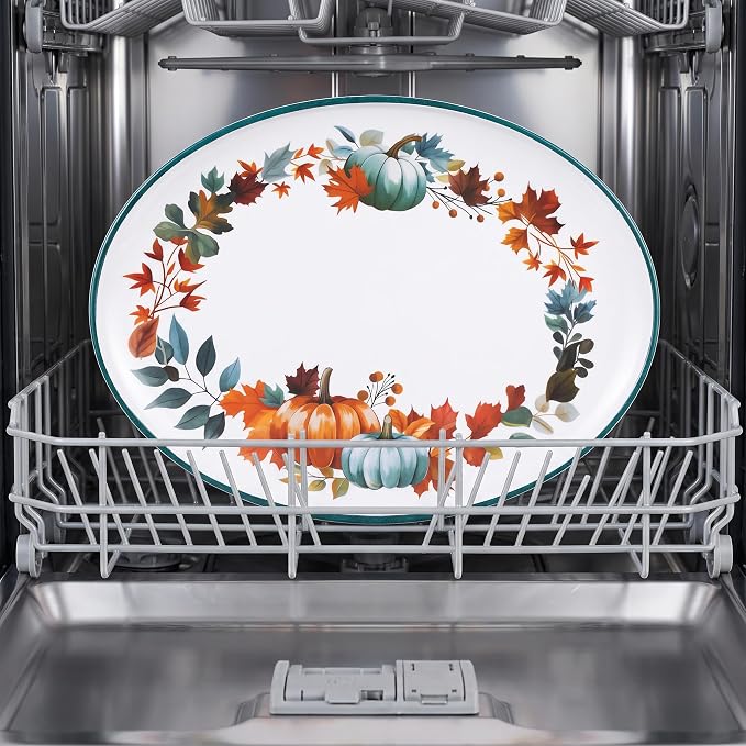 Fall Pumpkin Melamine Oval Serving Platters, 2 Pack 14" Party Trays | - Image 8