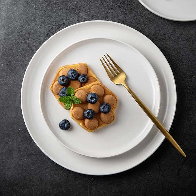 AmorArc Ceramic Dinner Plates Set of 6, 10.25 Inch Stoneware Dishes Set | Wavy - Image 5