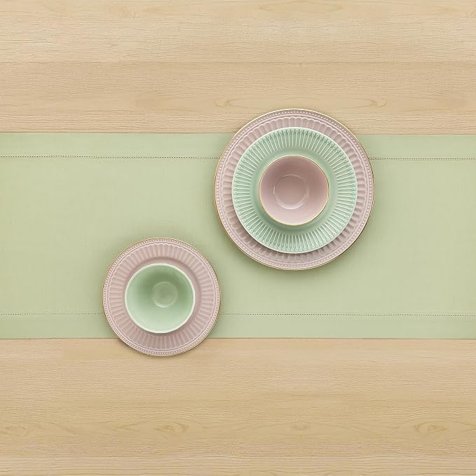 Solino Home Cotton Linen Table Runner Sage, Hemstitch Collection 14 x 72 in | - Image 3