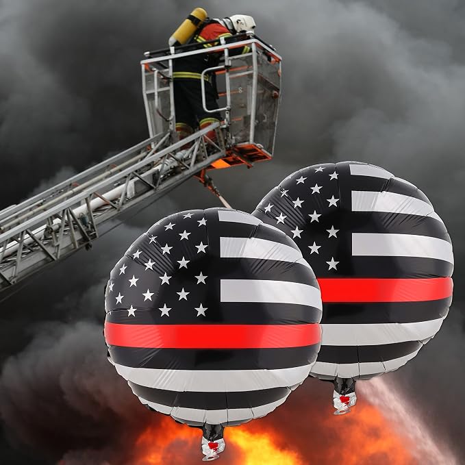 Thin Red Line Balloons-6 Pack-18 Inch-Firefighter EMT Mylar-Havercamp | Set of - Image 3