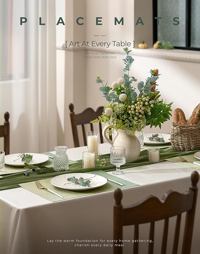 Leetaltree Gradient Green Woven Placemats Set of 6 - Image 2