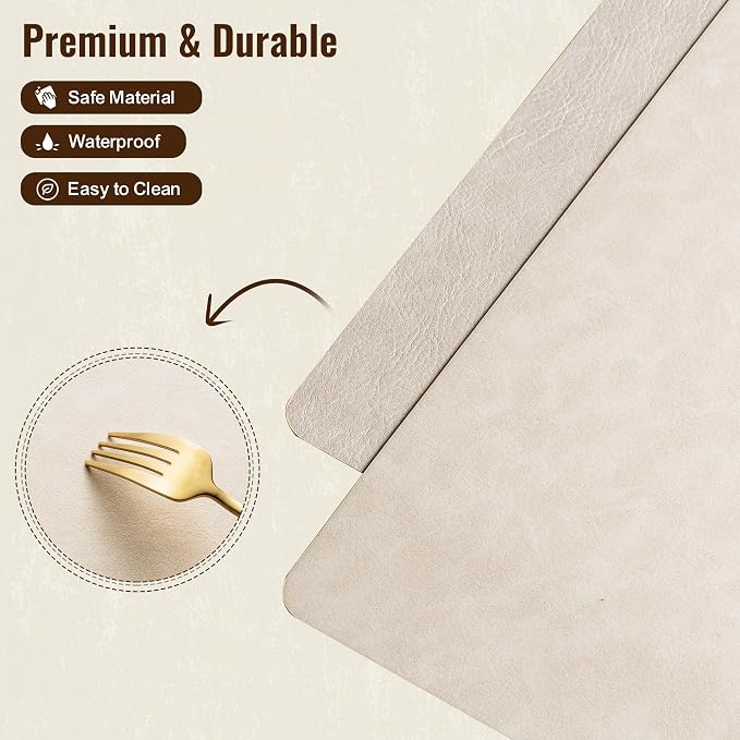 Placemats Set of 8, DOLOPL Reversible Dual-Color Faux Leather Place Mats - Image 7