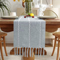 Wracra Rustic Linen Table Runner, Dusty Blue Table Runners 72 inches Long | by Wracra