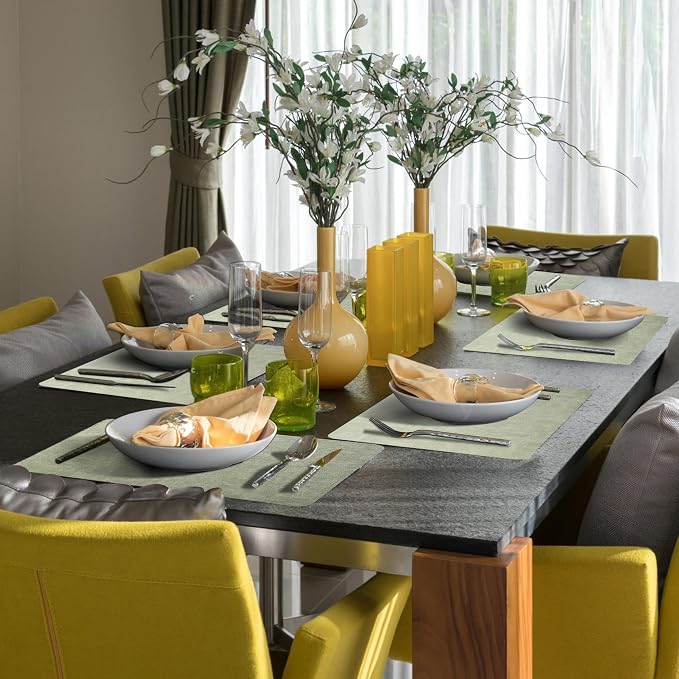 Maxpearl Faux Leather Placemats Set of 6, Light Green | Waterproof - Image 7