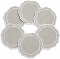 Linen Coasters for Drinks, 4.5 inch, Natural | Absorbent Linen Drink Mats by EmbroideryLinenVN