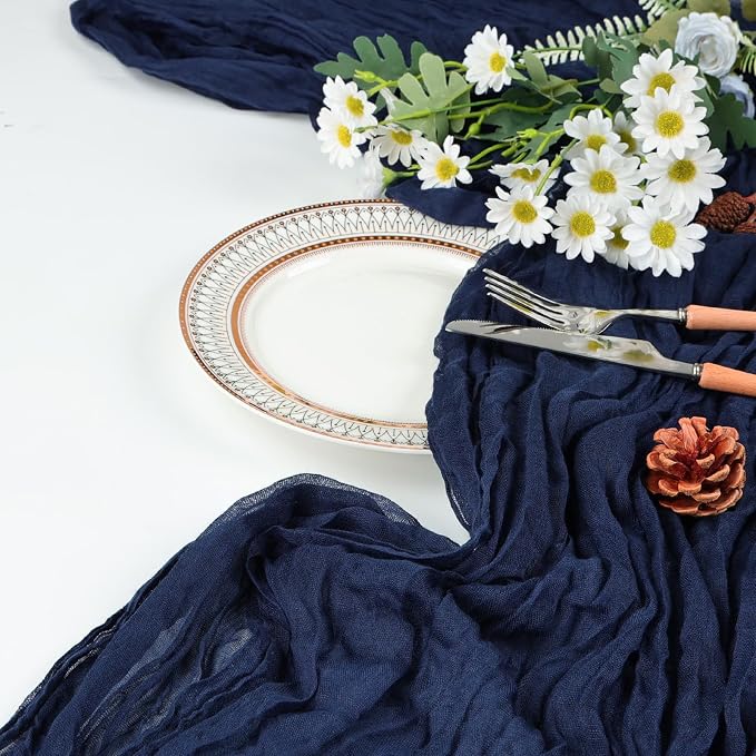 12 Pack Navy Blue Cheesecloth Table Runner 35 x 120 Inch | Boho Gauze Cheese - Image 7