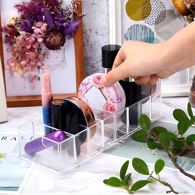 4 Pcs Acrylic Makeup Compact Organizer Detachable 8 Spaces Clear Vanity Drawer - Image 4