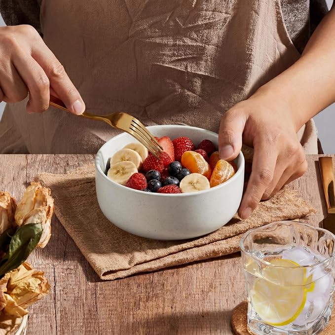 E-far Cereal Bowls Set of 6, 27oz Ceramic Deep Soup Bowls - Image 5