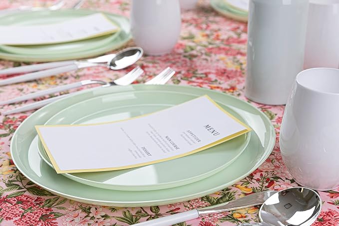 Mint Green Plastic Party Plates Edge Collection Premium heavyweight Elegant - Image 4