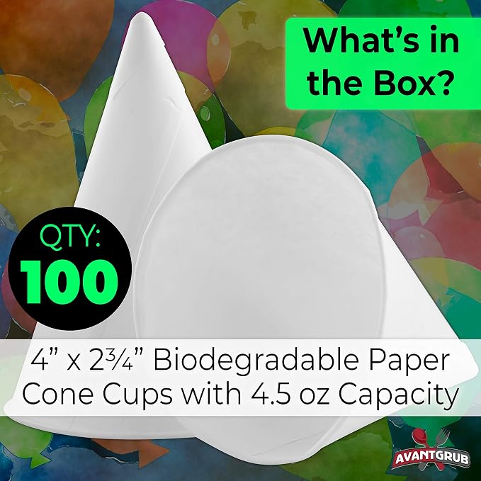 Eco-Friendly Wax Free 4.5oz White Paper Cone Cups 100Pk. Small Dispenser Cup - Image 2